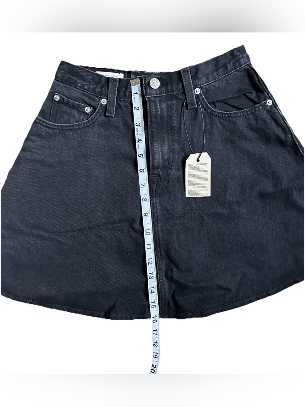 Levi’s Premium A-Line Mini Flounce Skirt Black Size 25 Denim A87250003 NWT - Picture 8 of 9